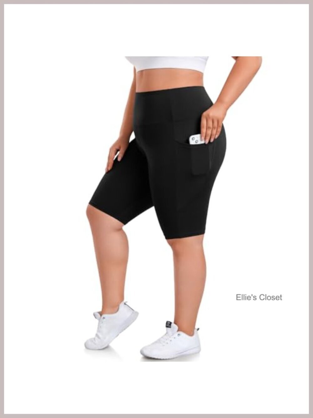 Plus Size 8" Biker Shorts with Pockets - High Waisted Spandex Yoga Shorts